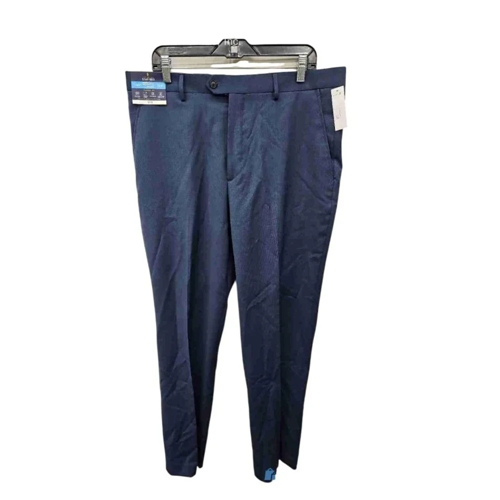 Stafford Blue CoolMax Classic Fit Dress Pants Mens 36x32 Birdseye Blue 553-6011